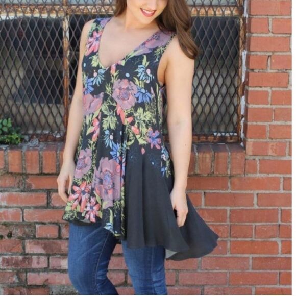 Free People Backyard Floral Tunic Top Dress XS - Picture 1 of 8